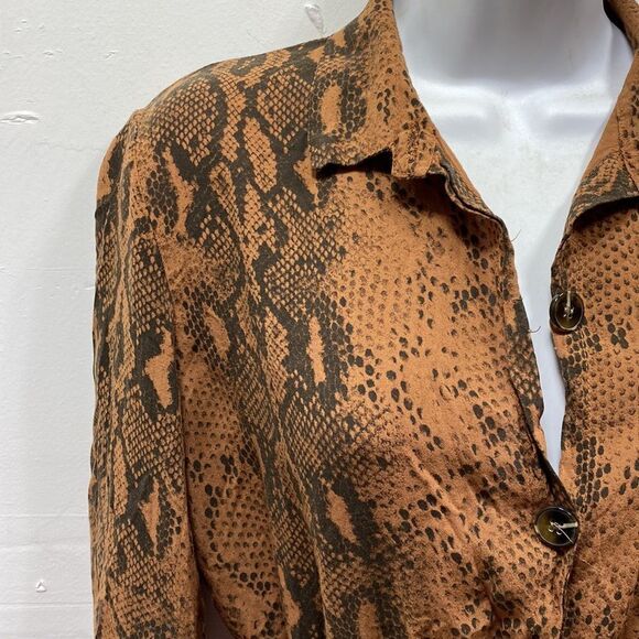 Snake Print Belted Midi Dress Medium - Picture 4 of 7